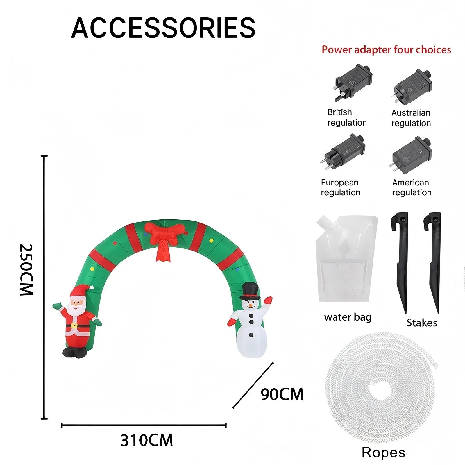 10.17FT Giant Christmas Inflatable Toy Arch Snowman Santa With LED Lights Xmas Yard Lawn Party Supplies Home Decor Ornament