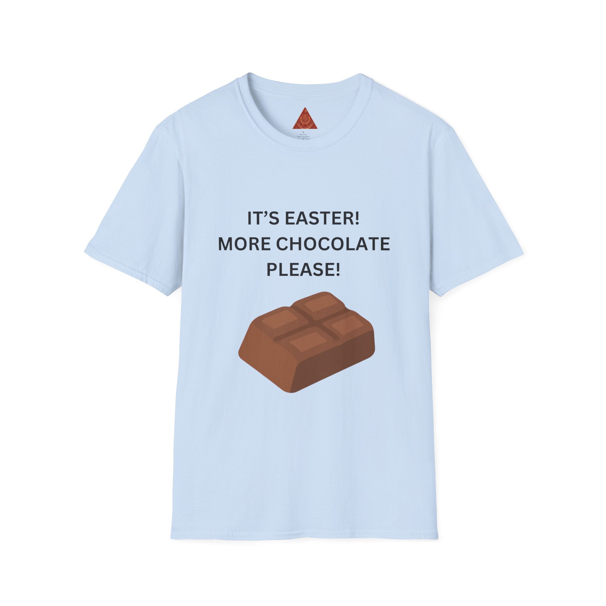 Trono Supremo |  Contemporary  |  Easter Chocolate T-Shirt — "It’s Easter! More Chocolate Please!" Graphic Tee