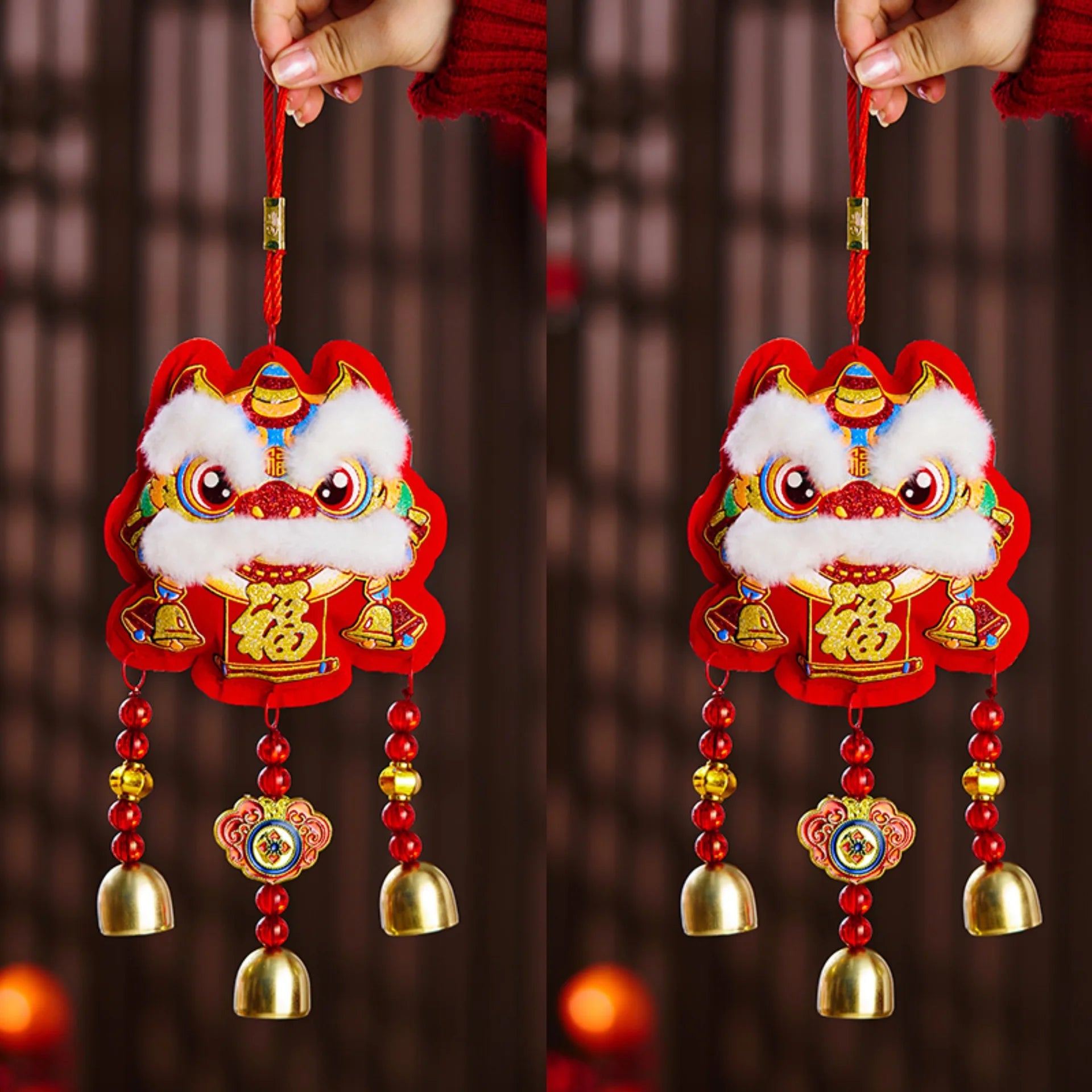 1/2pcs Snake Year Pendant New Year Pendant Decor Living Room Entrance Door Lion Awakening Wind Chime Pendant Lucky Red Ornament