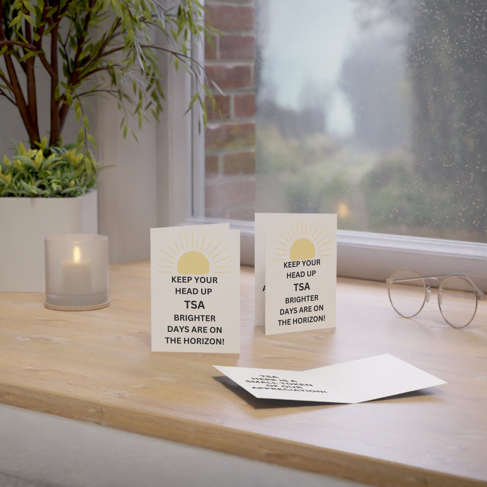 Trono Supremo  |  Contemporary  |  Encouragement Greeting Card — "Keep Your Head Up TSA" Sunburst Sympathy Card (1–50 pcs)