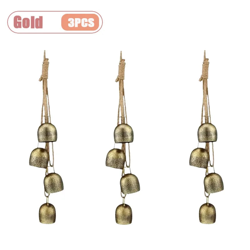 1-10PCS Christmas Metal Bell Vintage Cow Bell Wind Chimes for Garden Courtyard and Holiday Wall Hanging New Year Decor