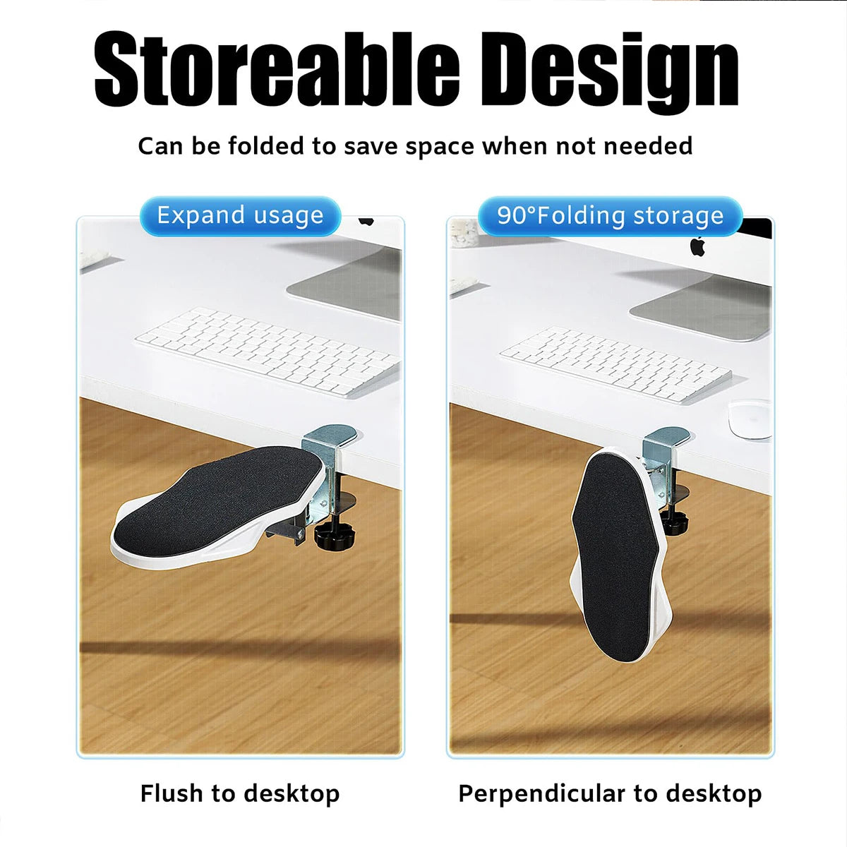 1 soporte de brazo de computadora para PC, apto para escritorio de oficina, ajustable para rotar, soporte de muñeca, bandeja de extensión para uso doméstico