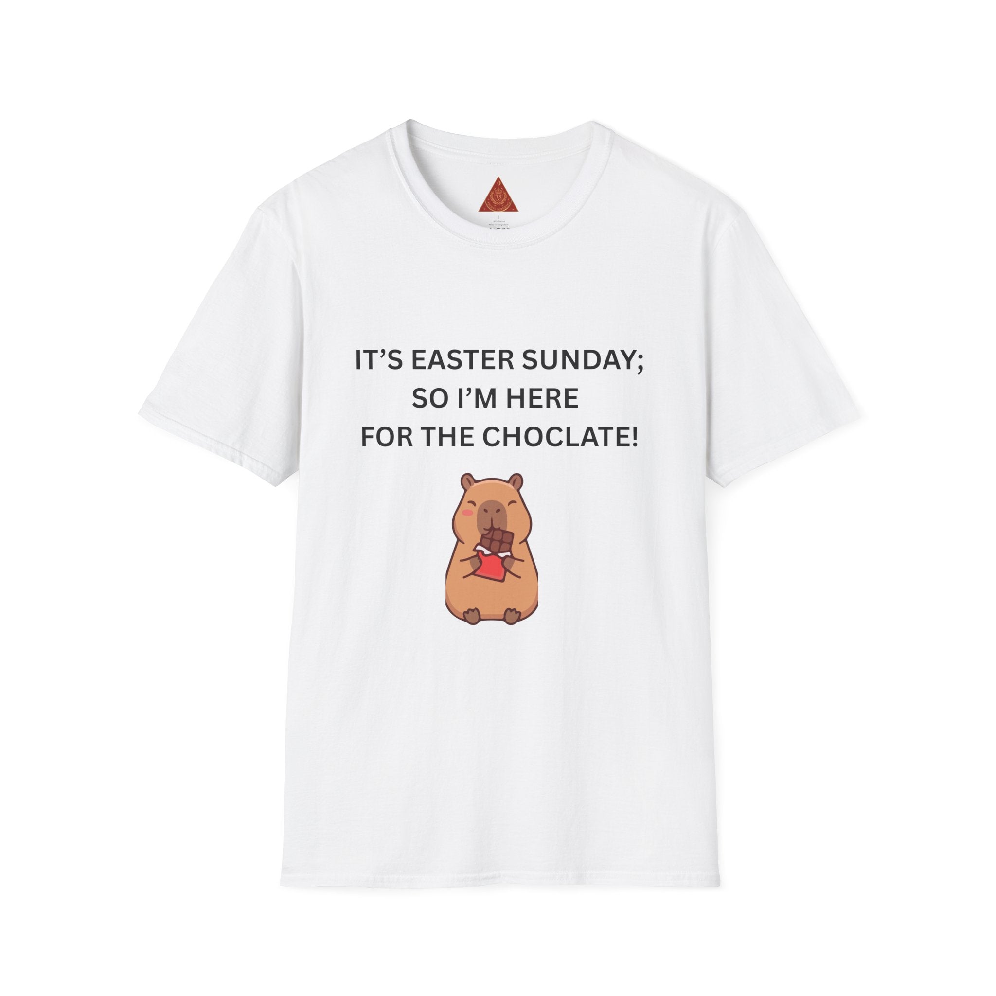 Trono Supremo |  Contemporary  |  Easter Chocolate Shirt — "It's Easter Sunday; So I'm Here for the Chocolate!" with Cute Bunny