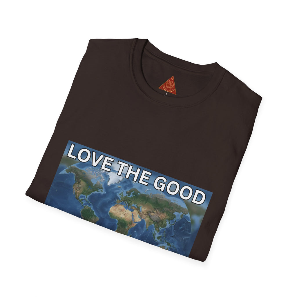Trono Supremo | Contemporary | Love the Good in the World T-Shirt — Earth Map Positive Message Tee