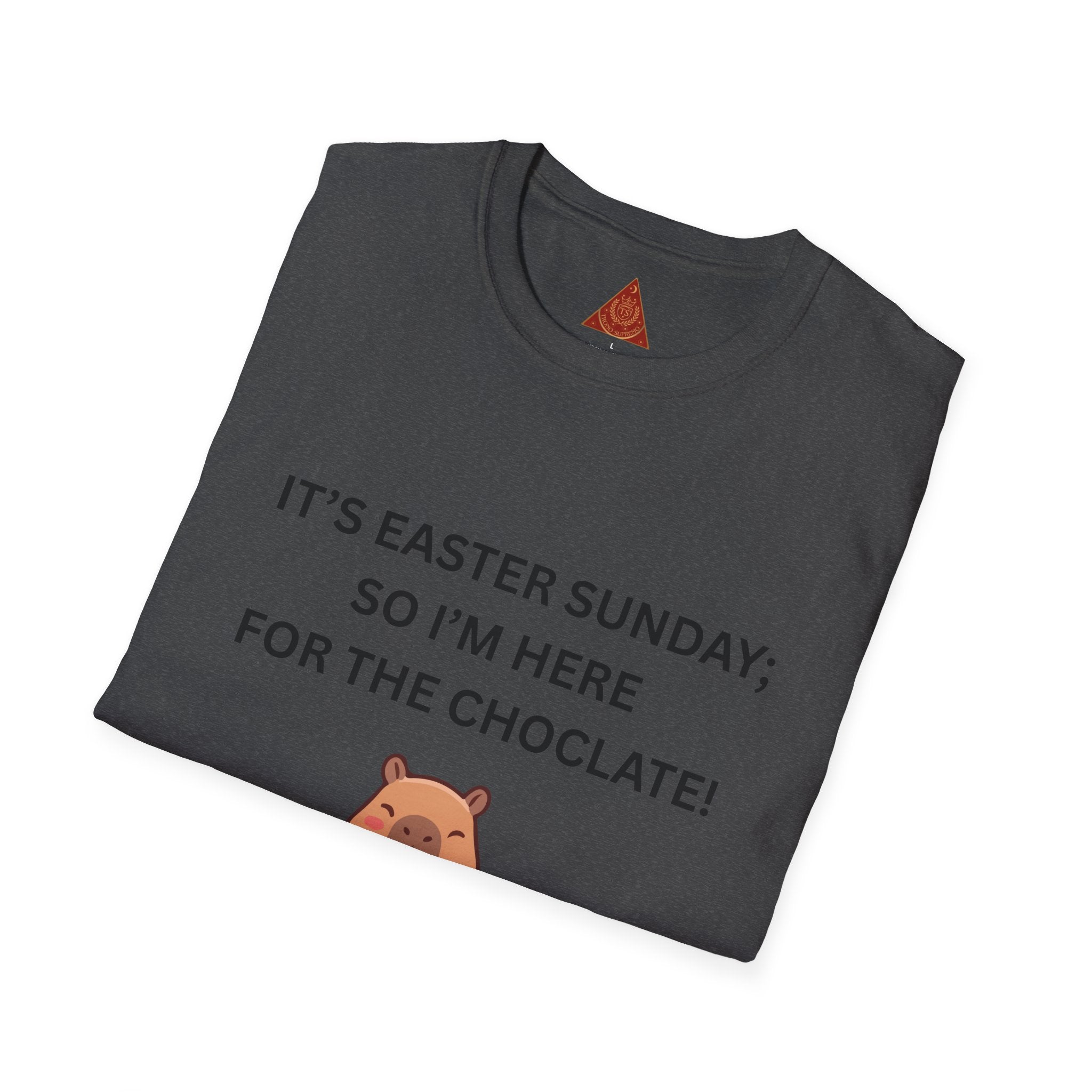 Trono Supremo |  Contemporary  |  Easter Chocolate Shirt — "It's Easter Sunday; So I'm Here for the Chocolate!" with Cute Bunny