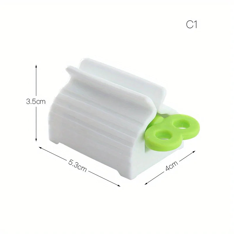 1 exprimidor de pasta de dientes de tubo enrollable, soporte de asiento de pasta de dientes giratorio, dispensador de pasta de dientes para baño