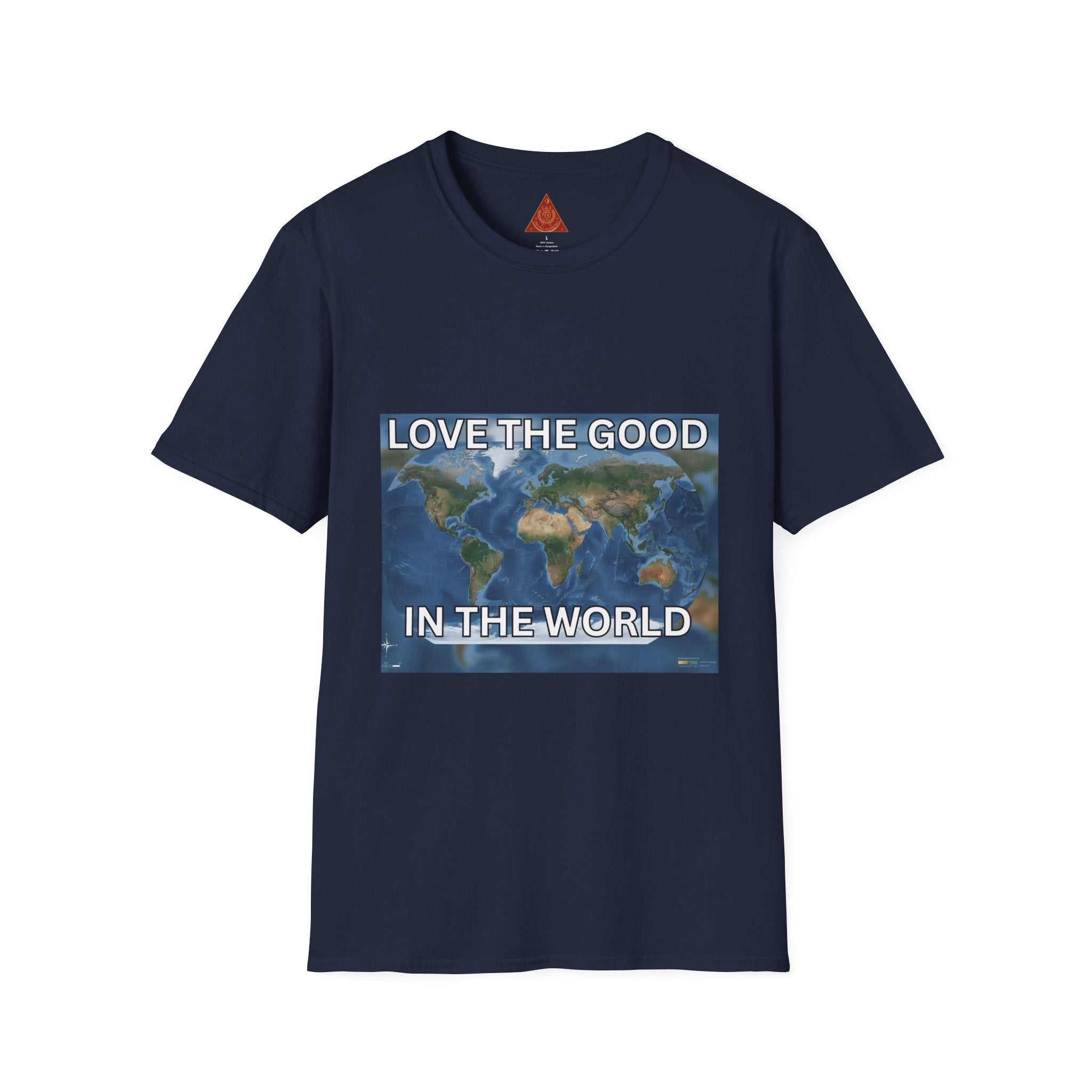 Trono Supremo | Contemporary | Love the Good in the World T-Shirt — Earth Map Positive Message Tee