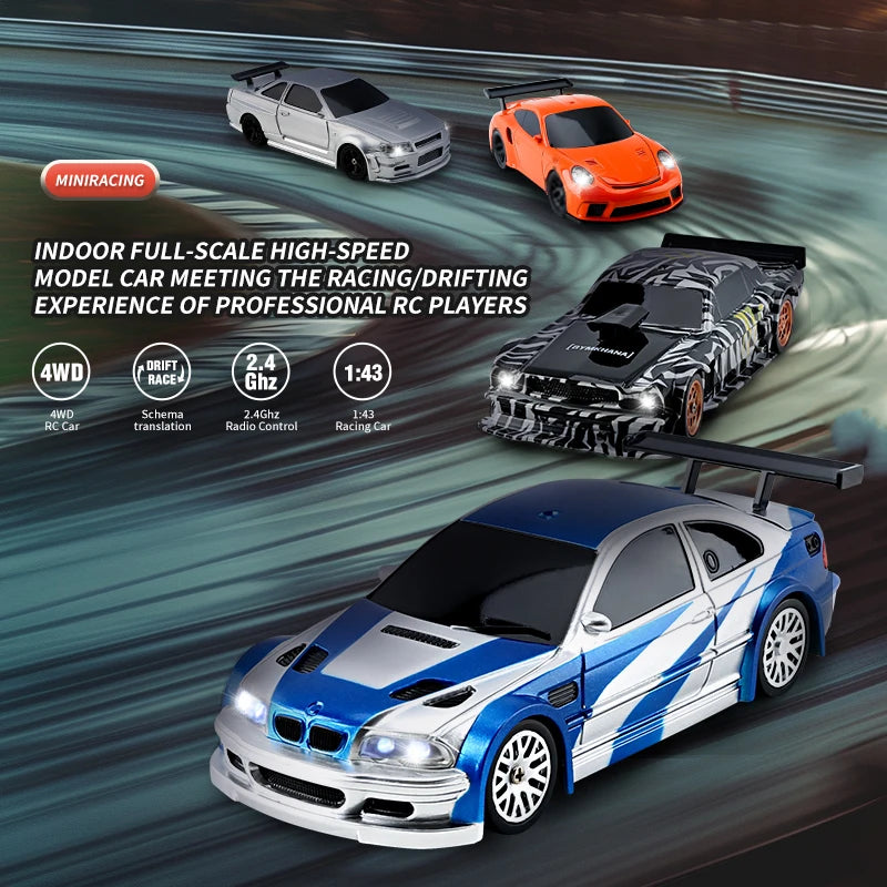 1/43 RC Drift Car Upgrade Mini Racing Crawler with Gyro 2.4G Remote Control Drifting 4WD Off-road Vehicle Model Toys