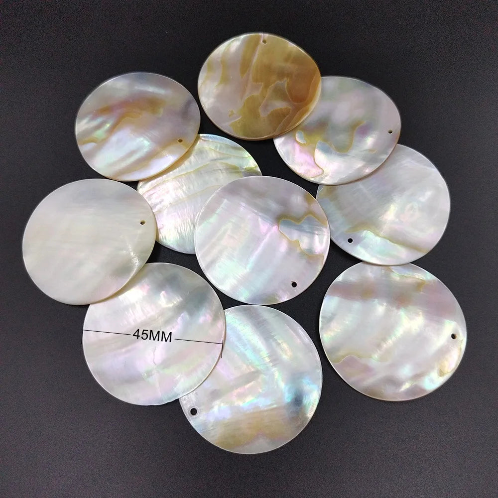 10-45MM 4PCS Natural Shell Round Discs With Holes For DIY Jewelry Making Pendants, Earrings, Pendants And Wind Chime Accessories