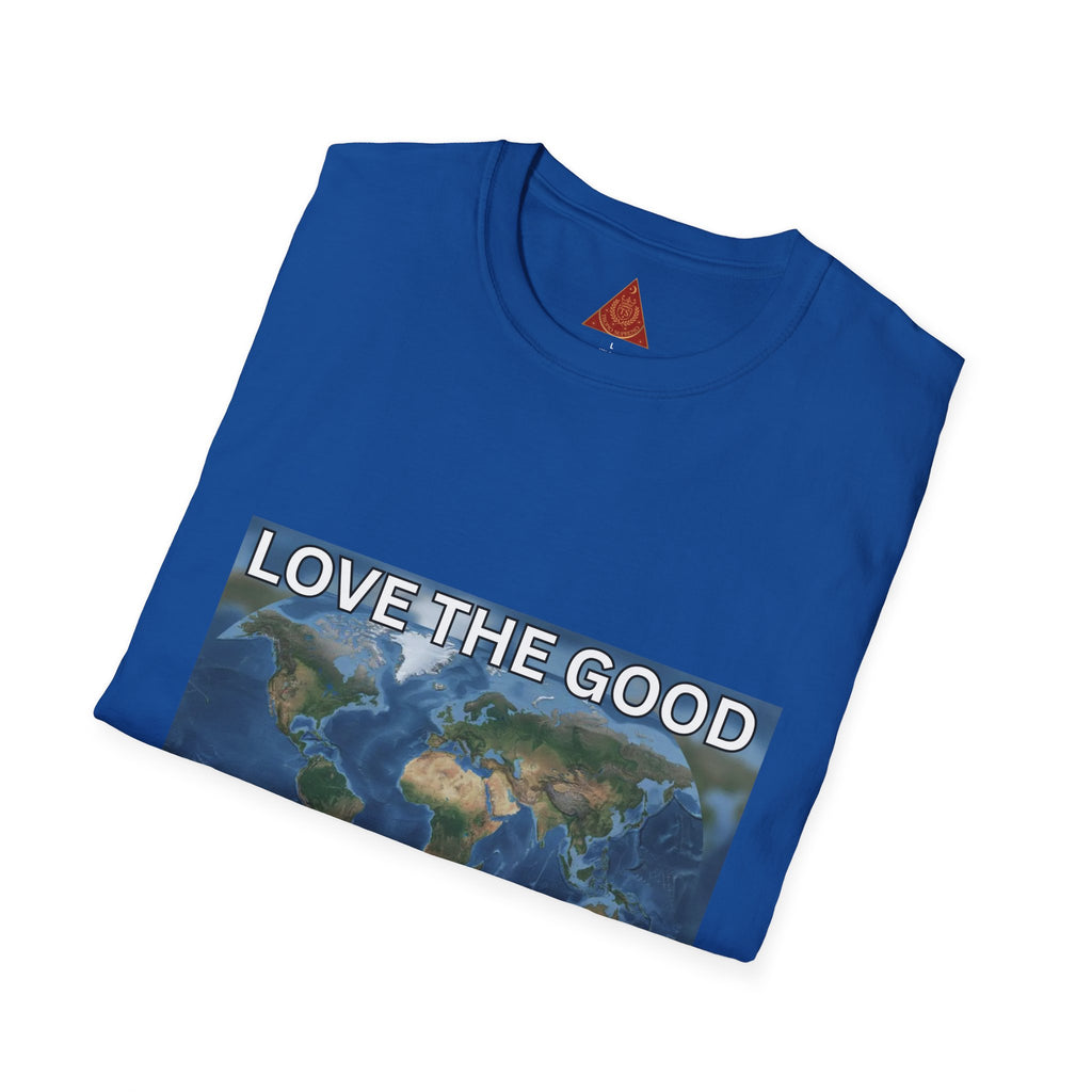 Trono Supremo | Contemporary | Love the Good in the World T-Shirt — Earth Map Positive Message Tee