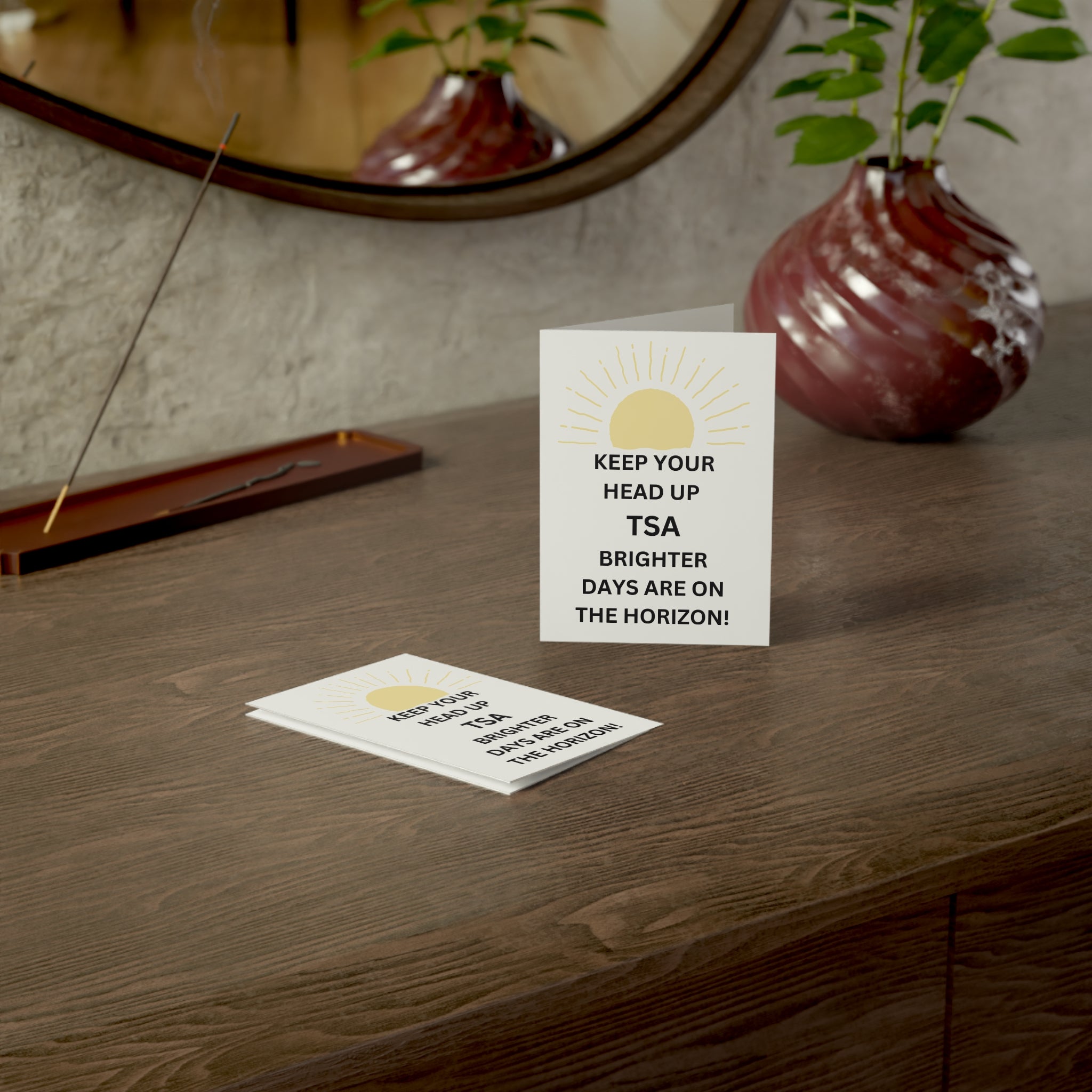 Trono Supremo  |  Contemporary  |  Encouragement Greeting Card — "Keep Your Head Up TSA" Sunburst Sympathy Card (1–50 pcs)