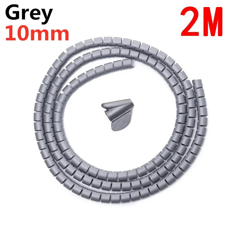 1.5/2m 10/16 mm Flexible Spiral Cable Organizer Storage Pipe Cord Protector Management Cable Winder Desk Tidy Cable Accessories