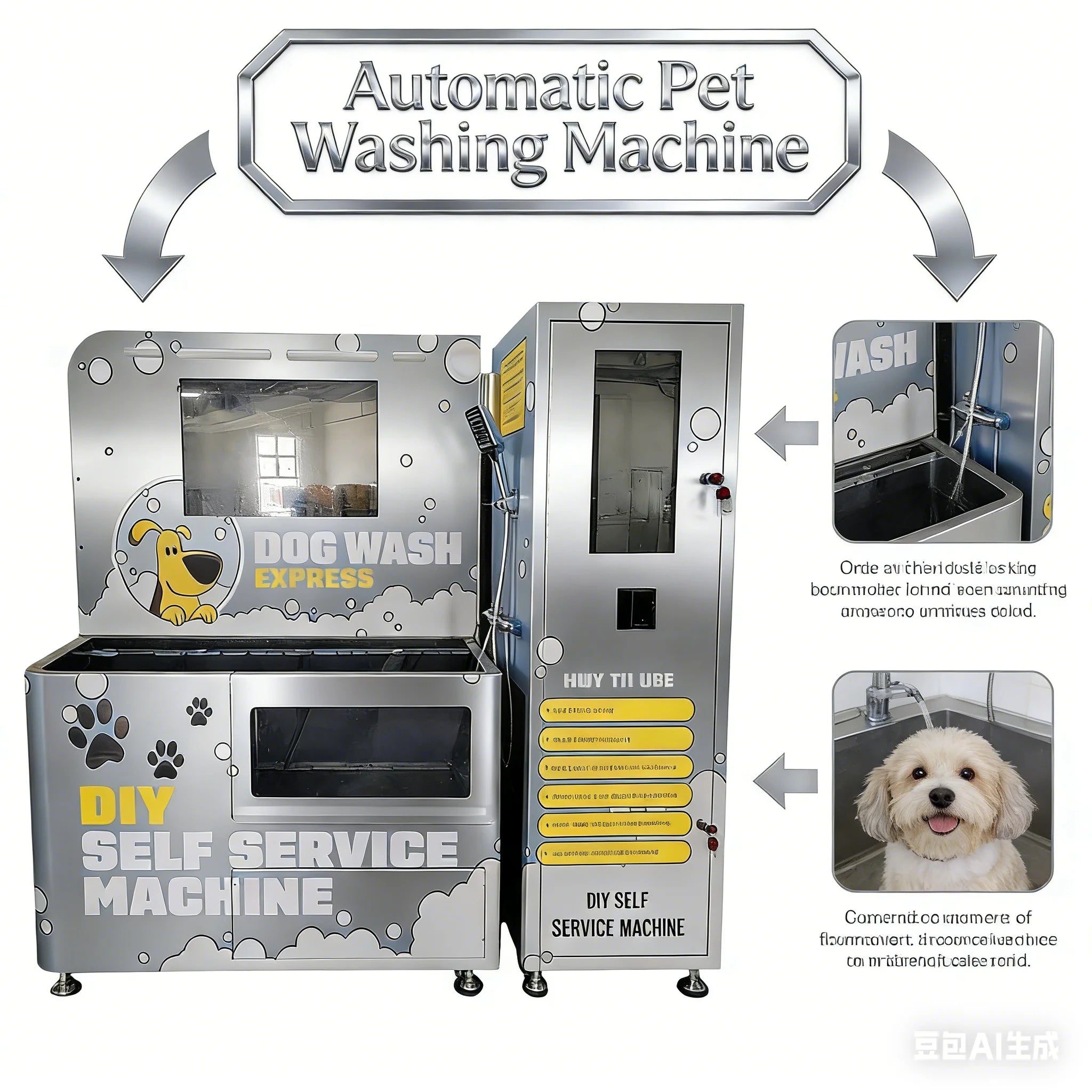 Self Service Dog Wash Station Coin Operated Pet Vending Machine Automatic Shampoo Dispensing Dog Spa Tub for Parks Pet Stores
