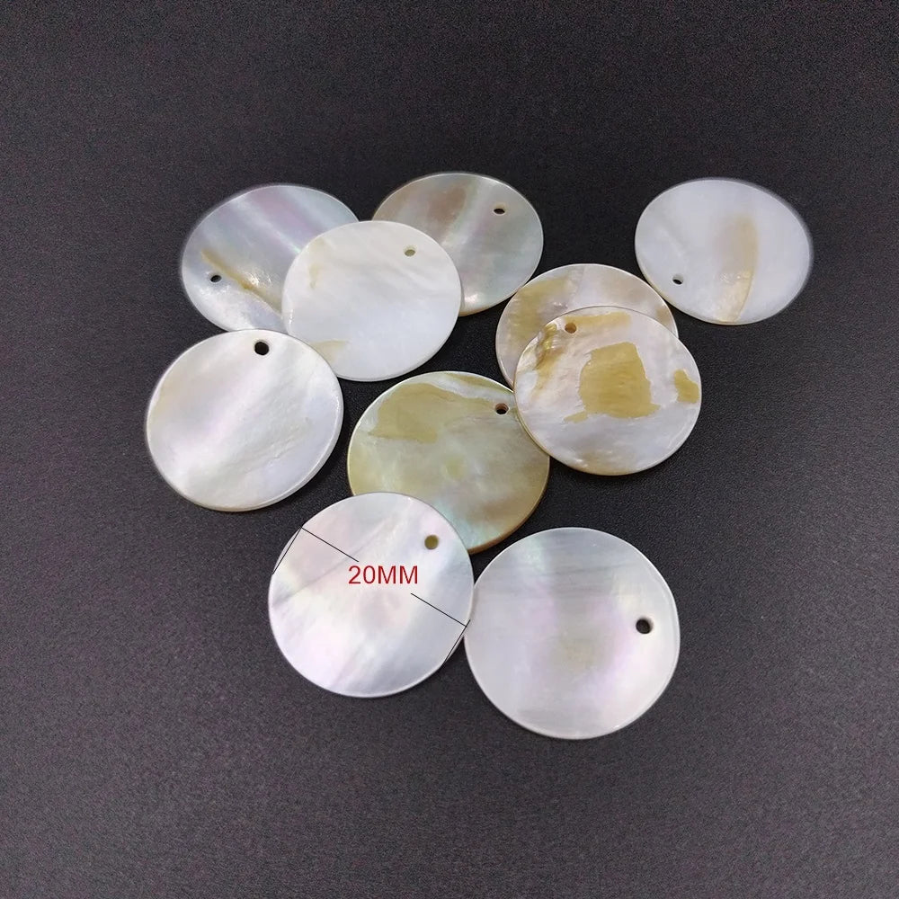 10-45MM 4PCS Natural Shell Round Discs With Holes For DIY Jewelry Making Pendants, Earrings, Pendants And Wind Chime Accessories