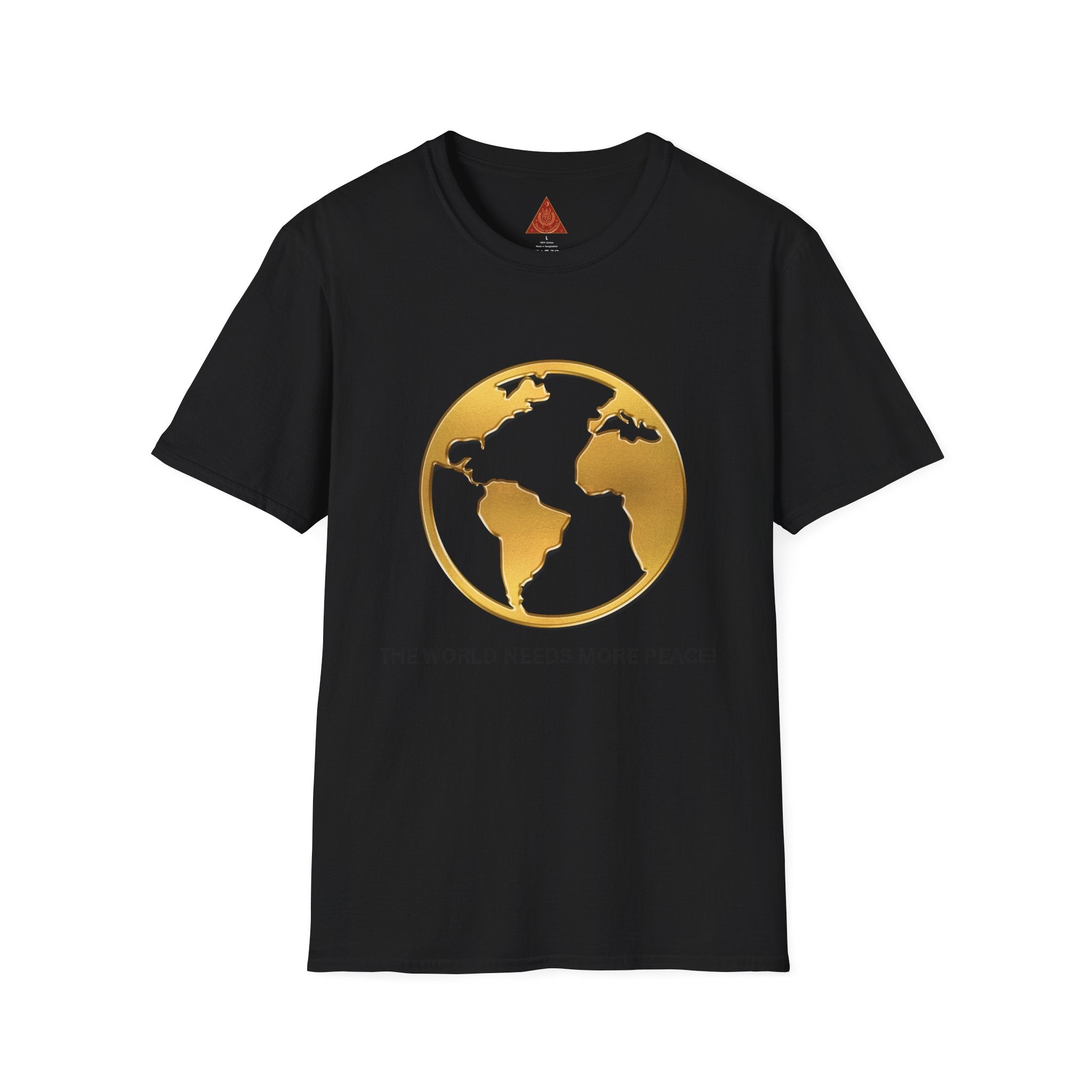 Trono Supremo | Peace Globe T-Shirt — "The World Needs More Peace" Gold Earth Tee