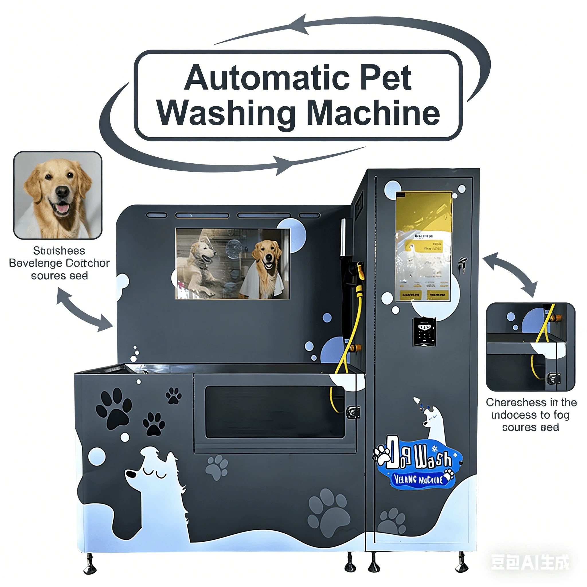 Self Service Dog Wash Station Coin Operated Pet Vending Machine Automatic Shampoo Dispensing Dog Spa Tub for Parks Pet Stores