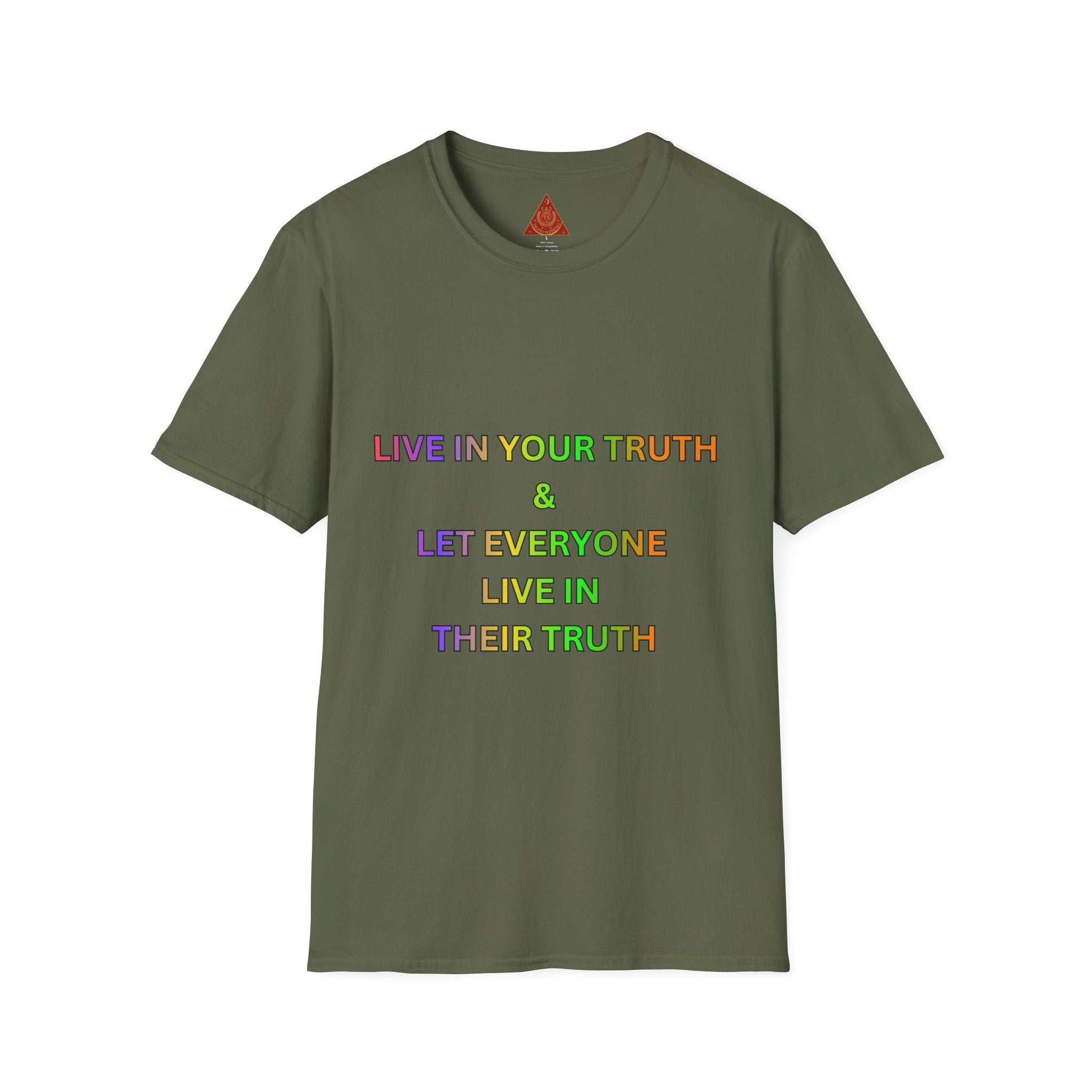 Trono Supremo  |  Contemporary  |  T-Shirt — "Live in Your Truth & Let Everyone Live in Their Truth" Rainbow Pride Tee