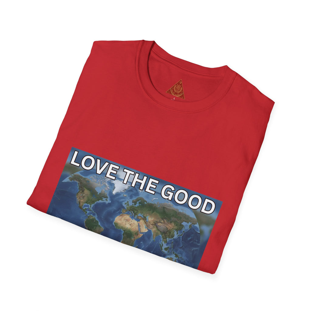 Trono Supremo | Contemporary | Love the Good in the World T-Shirt — Earth Map Positive Message Tee