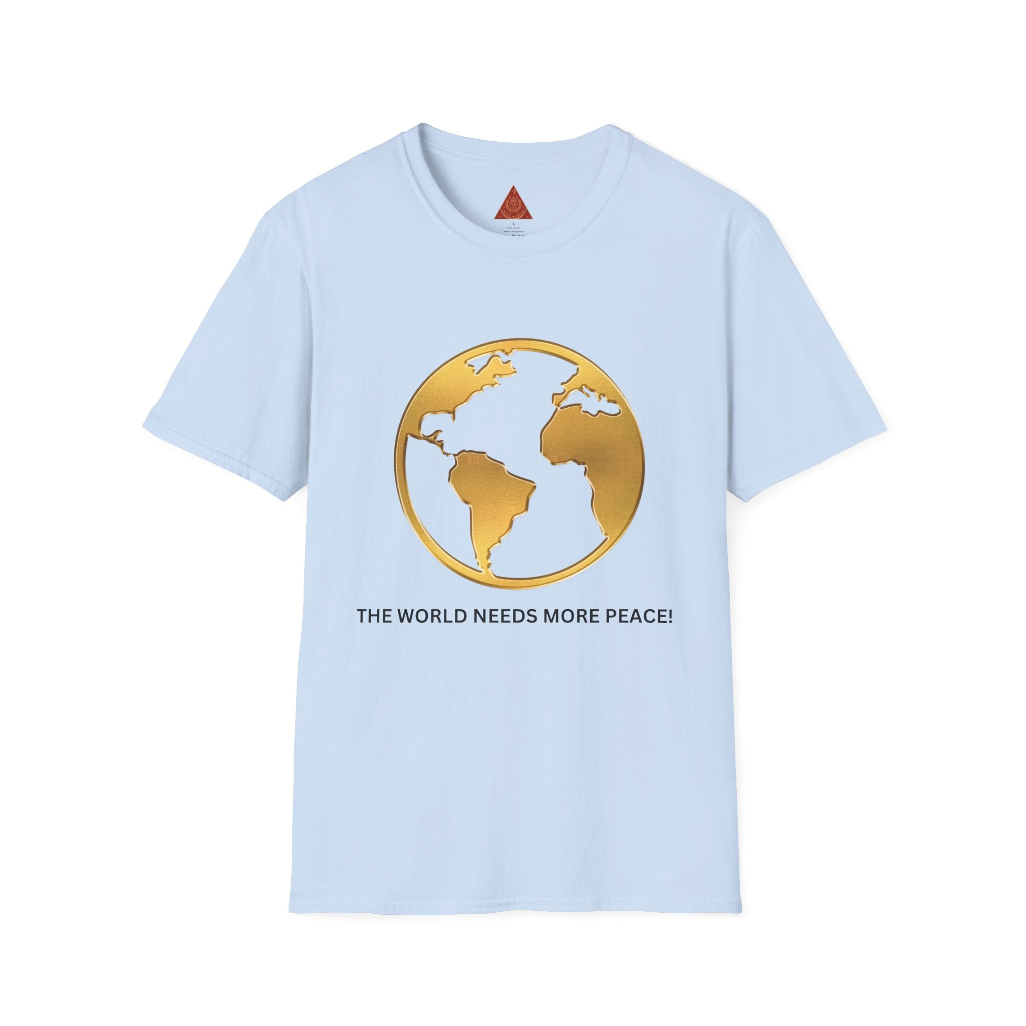 Trono Supremo | Peace Globe T-Shirt — "The World Needs More Peace" Gold Earth Tee
