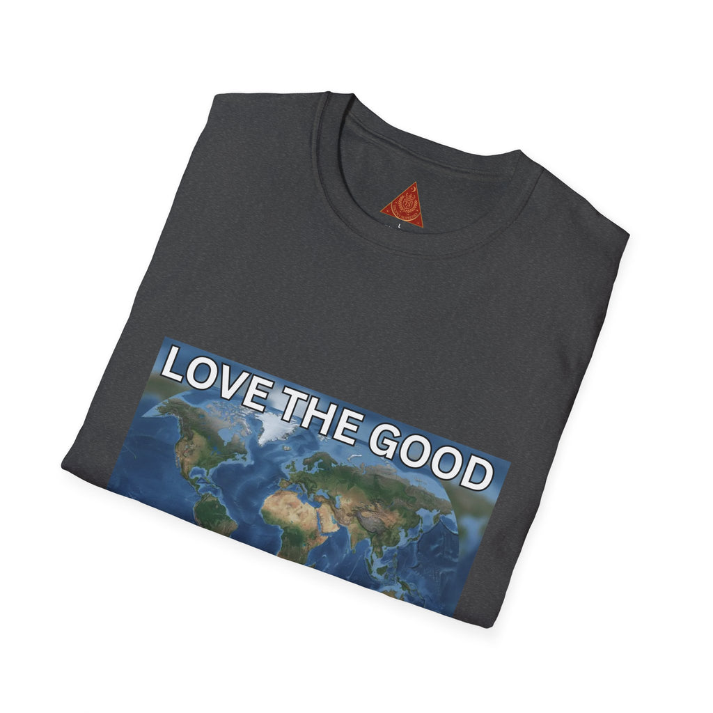 Trono Supremo | Contemporary | Love the Good in the World T-Shirt — Earth Map Positive Message Tee