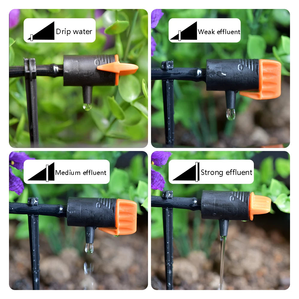10-50Pcs 0~60L/ Adjustable Dripper Micro Drip Irrigation Regulator Emitter, 4/7mm Tubing Fittings, for Flower Pot Garden Lawn