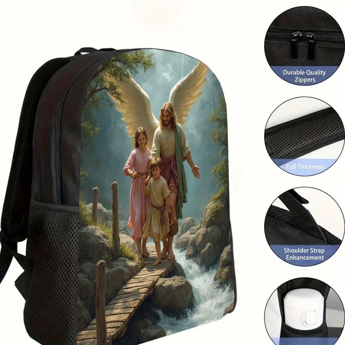 1 Angel Shoulder Bag, Large Capacity 17 Casual Laptop Backpack with Water Bottle Bag - Lightweight and Durable Fall