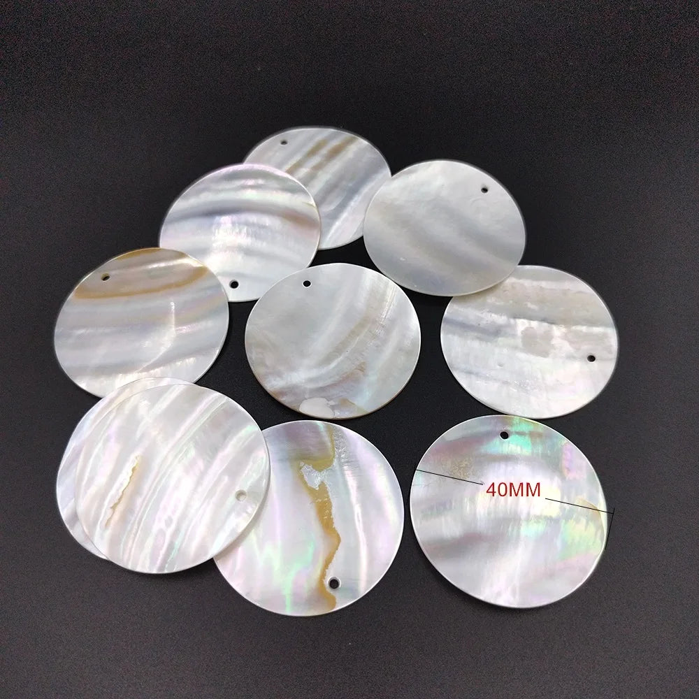 10-45MM 4PCS Natural Shell Round Discs With Holes For DIY Jewelry Making Pendants, Earrings, Pendants And Wind Chime Accessories