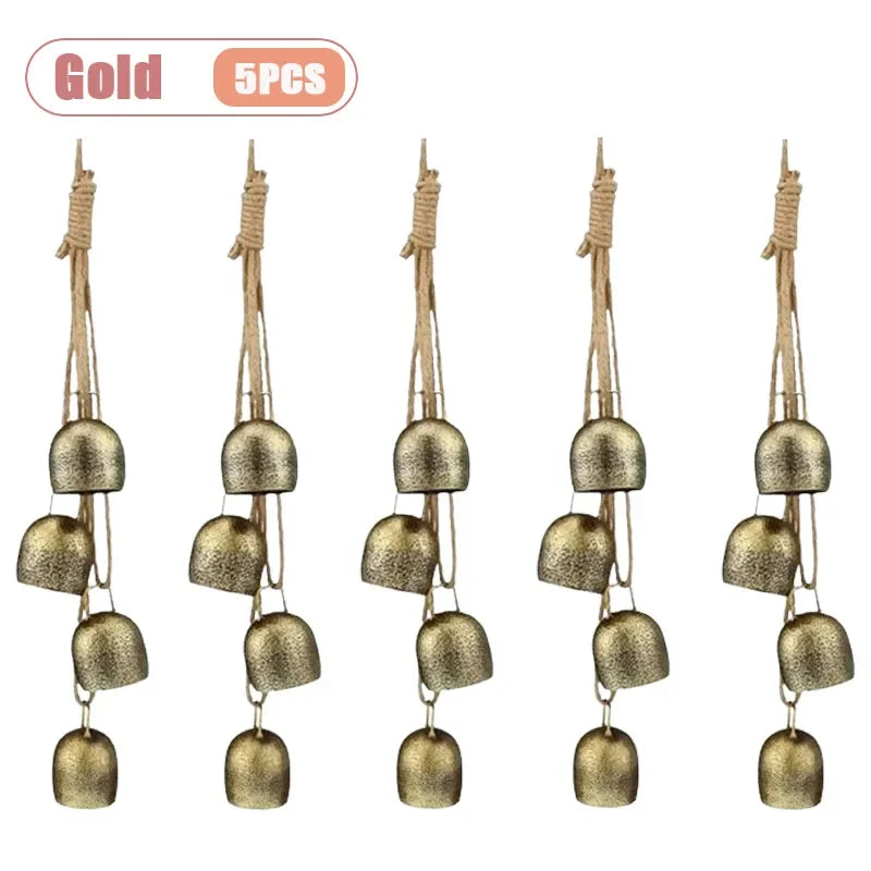 1-10PCS Christmas Metal Bell Vintage Cow Bell Wind Chimes for Garden Courtyard and Holiday Wall Hanging New Year Decor