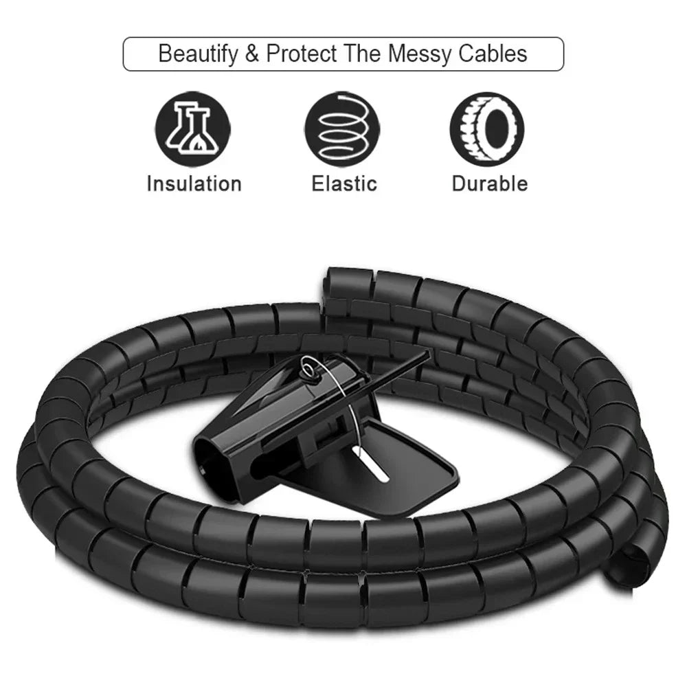 1.5/2m 10/16 mm Flexible Spiral Cable Organizer Storage Pipe Cord Protector Management Cable Winder Desk Tidy Cable Accessories