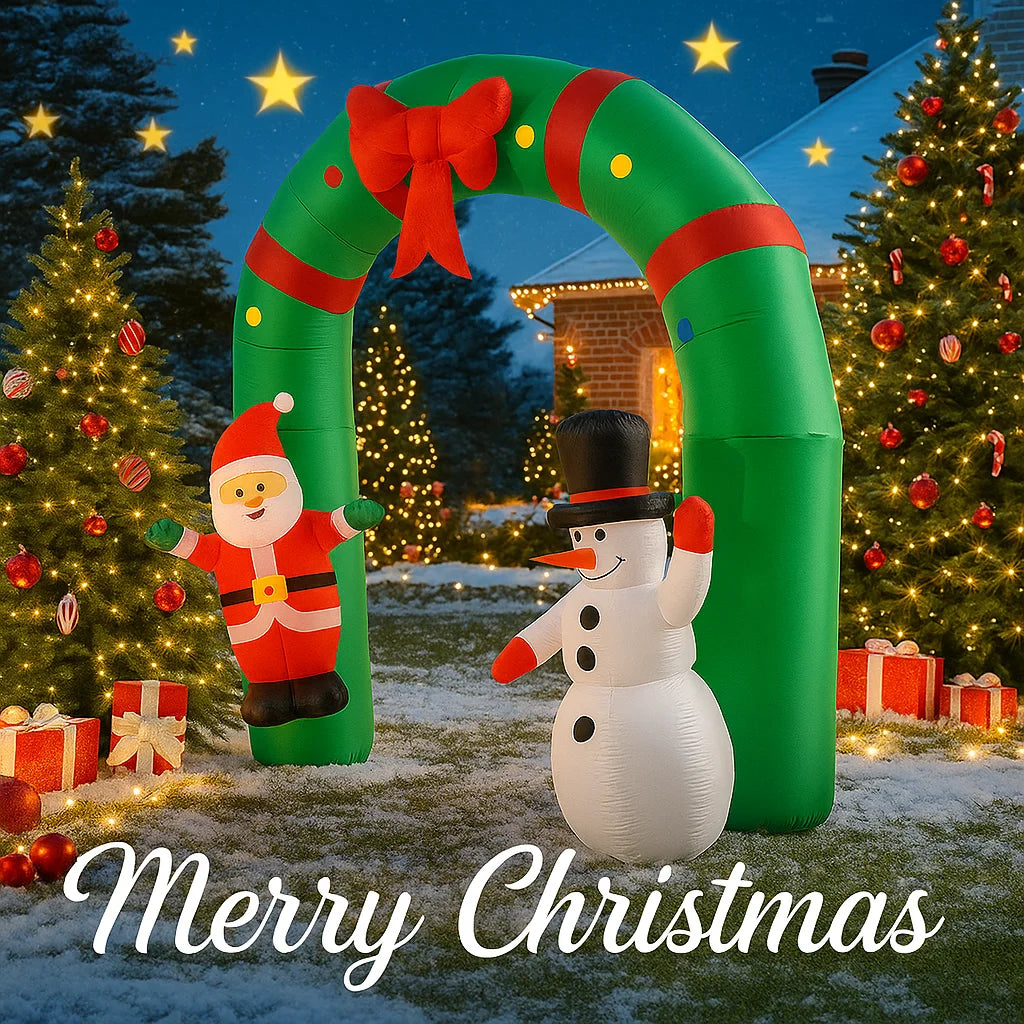 10.17FT Giant Christmas Inflatable Toy Arch Snowman Santa With LED Lights Xmas Yard Lawn Party Supplies Home Decor Ornament