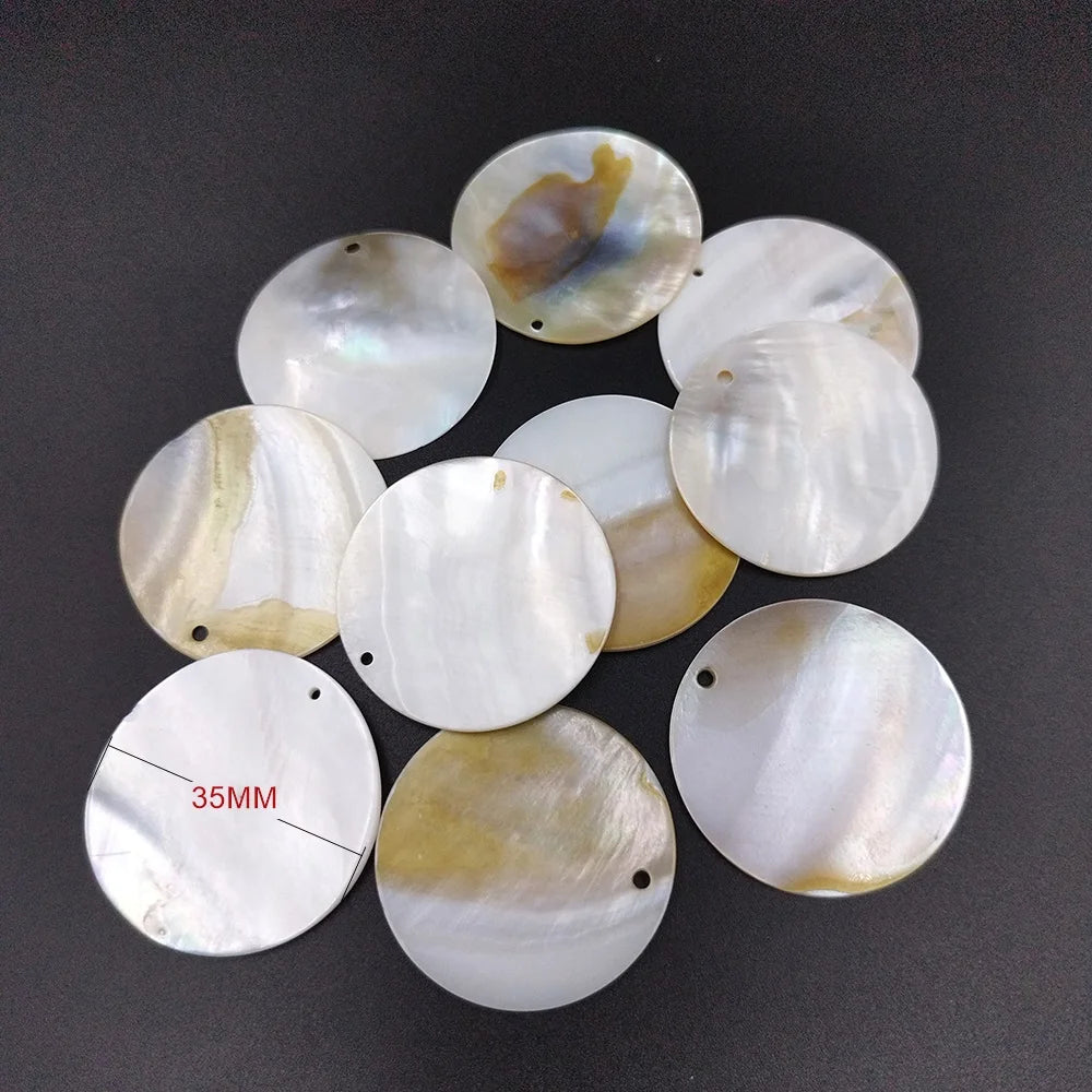 10-45MM 4PCS Natural Shell Round Discs With Holes For DIY Jewelry Making Pendants, Earrings, Pendants And Wind Chime Accessories